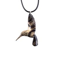 Hummingbird Necklace, Wooden Hummingbird Pendant, Hand Carved Wood Bird Jewelry, One of a Kind Handmade Gift for Her