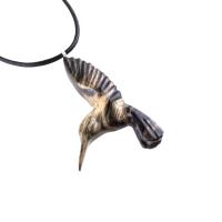 Hummingbird Necklace, Wooden Hummingbird Pendant, Hand Carved Wood Bird Jewelry, One of a Kind Handmade Gift for Her