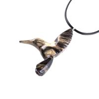 Hummingbird Necklace, Wooden Hummingbird Pendant, Hand Carved Wood Bird Jewelry, One of a Kind Handmade Gift for Her