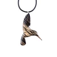 Hummingbird Necklace, Wooden Hummingbird Pendant, Hand Carved Wood Bird Jewelry, One of a Kind Handmade Gift for Her