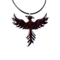 Hand Carved Phoenix Necklace, Wooden Rising Phoenix Pendant for Men or Women, Wood Firebird Necklace, Fantasy Inspirational Jewelry