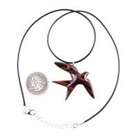 Hand Carved Swallow Necklace, Wooden Bird Pendant, Hope and Love Symbol 5th Anniversary Wood Jewelry Gift