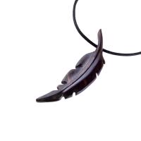 Hand Carved Feather Necklace, Wooden Feather Pendant, Mens Wood Necklace, Tribal Jewelry, One of a Kind Gift for Him