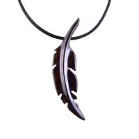 Hand Carved Feather Necklace, Wooden Feather Pendant, Mens Wood Necklace, Tribal Jewelry, One of a Kind Gift for Him