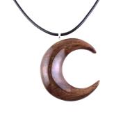 Crescent Moon Necklace, Hand Carved Wooden Moon Pendant, Wood Celestial Necklace, One of a Kind Lunar Jewelry