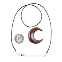 Crescent Moon Necklace, Hand Carved Wooden Moon Pendant, Wood Celestial Necklace, One of a Kind Lunar Jewelry