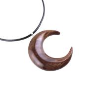 Crescent Moon Necklace, Hand Carved Wooden Moon Pendant, Wood Celestial Necklace, One of a Kind Lunar Jewelry