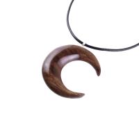 Crescent Moon Necklace, Hand Carved Wooden Moon Pendant, Wood Celestial Necklace, One of a Kind Lunar Jewelry