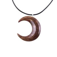 Crescent Moon Necklace, Hand Carved Wooden Moon Pendant, Wood Celestial Necklace, One of a Kind Lunar Jewelry