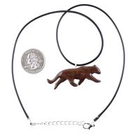 Jaguar Pendant, Hand Carved Wooden Panther Necklace, Cougar, Mountain Lion, Animal Jewelry for Men or Women, Gift for Him Her