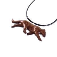 Jaguar Pendant, Hand Carved Wooden Panther Necklace, Cougar, Mountain Lion, Animal Jewelry for Men or Women, Gift for Him Her
