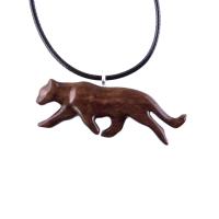 Jaguar Pendant, Hand Carved Wooden Panther Necklace, Cougar, Mountain Lion, Animal Jewelry for Men or Women, Gift for Him Her