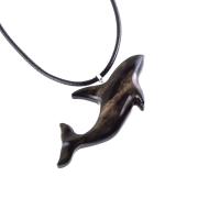 Hand Carved Orca Pendant, Wooden Killer Whale Necklace for Men or Women, Sea Animal, Nautical Beach Wood Jewelry