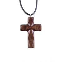 Handmade Wooden Cross Necklace for Men Women, Wood Cross Pendant, One of a Kind Hand Carved Christian Jewelry