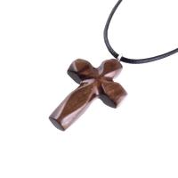 Handmade Wooden Cross Necklace for Men Women, Wood Cross Pendant, One of a Kind Hand Carved Christian Jewelry