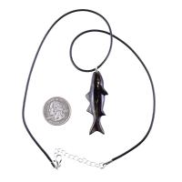 Striped Bass Pendant, Hand Carved Fish Necklace, Wooden Fishermen Jewelry, Mens Wood Necklace, One of a Kind Gift for Him