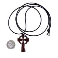 Wooden Celtic Cross Pendant, Hand Carved Celtic Cross Necklace, Wood Cross Necklace Gift for Him, Irish Christian Jewelry
