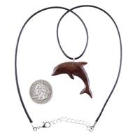 Hand Carved Dolphin Necklace, Wooden Dolphin Pendant for Men Women, Sea Animal Wood Jewelry, Nautical Gift for Him Her
