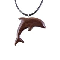 Hand Carved Dolphin Necklace, Wooden Dolphin Pendant for Men Women, Sea Animal Wood Jewelry, Nautical Gift for Him Her
