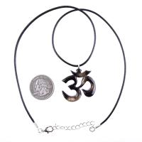 Hand Carved Om Pendant for Men or Women, Wooden Ohm Necklace, Yoga Gift Aum Wood Jewelry