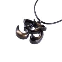 Hand Carved Om Pendant for Men or Women, Wooden Ohm Necklace, Yoga Gift Aum Wood Jewelry