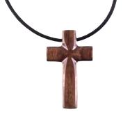 Wooden Cross Necklace, Hand Carved Cross Pendant, Mens Christian Wood Jewelry, One of a Kind Gift for Him