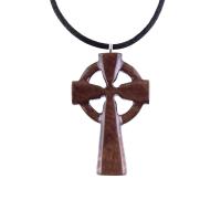 Wooden Celtic Cross Pendant, Wood Celtic Cross Necklace, Hand Carved Irish Christian Jewelry for Men