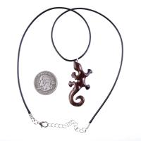 Wooden Lizard Pendant, Hand Carved Gecko Necklace, Salamander Charm, Reptile Wood Jewelry for Men or Women