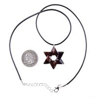 Star of David Pendant, Hand Carved Wooden Jewish Star Necklace for Men or Women, Wood Jewelry