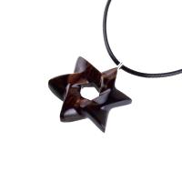 Star of David Pendant, Hand Carved Wooden Jewish Star Necklace for Men or Women, Wood Jewelry