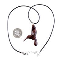 Hand Carved Wooden Hummingbird Pendant, Hummingbird Necklace, Wood Bird Jewelry, One of a Kind Gift for Her