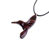 Hand Carved Wooden Hummingbird Pendant, Hummingbird Necklace, Wood Bird Jewelry, One of a Kind Gift for Her