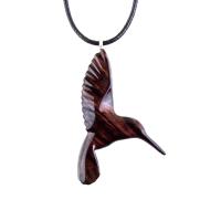 Hand Carved Wooden Hummingbird Pendant, Hummingbird Necklace, Wood Bird Jewelry, One of a Kind Gift for Her