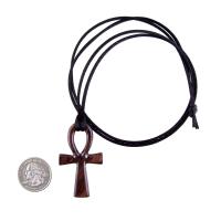 Wooden Ankh Pendant, Hand Carved Egyptian Ankh Cross Necklace for Men or Women, African Wood Jewelry Gift for Him Her