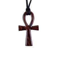 Wooden Ankh Pendant, Hand Carved Egyptian Ankh Cross Necklace for Men or Women, African Wood Jewelry Gift for Him Her