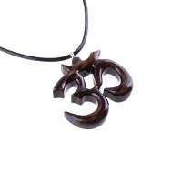 Hand Carved Om Necklace, Wooden Ohm Pendant, Yoga Wood Jewelry Gift for Men Women