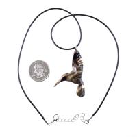 Hummingbird Necklace, Wooden Hummingbird Pendant, Hand Carved Wood Bird Jewelry, One of a Kind Handmade Gift for Her
