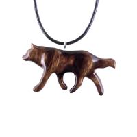 Hand Carved Wooden Wolf Necklace Pendant, Wood Animal Totem Jewelry, Handmade Gift