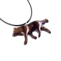 Hand Carved Wooden Wolf Necklace Pendant, Wood Animal Totem Jewelry, Handmade Gift