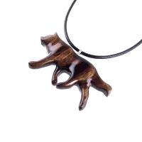 Hand Carved Wooden Wolf Necklace Pendant, Wood Animal Totem Jewelry, Handmade Gift