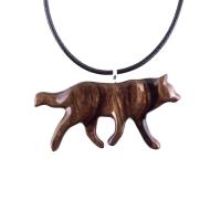 Hand Carved Wooden Wolf Necklace Pendant, Wood Animal Totem Jewelry, Handmade Gift