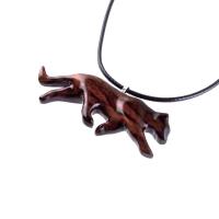 Hand Carved Puma Pendant, Wooden Panther Necklace, Cougar, Mountain Lion, Big Cat Animal Wood Jewelry for Men or Women, Gift for Him Her