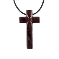 Large Wooden Cross Pendant, Hand Carved Mens Wood Cross Necklace, Christian Jewelry, One of a Kind Gift for Him