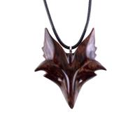 Hand Carved Wooden Fox Pendant, Celtic Fox Necklace for Men or Women, Totem Spirit Animal, Woodland Jewelry Gift for Her or Him
