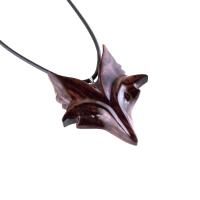 Hand Carved Wooden Fox Pendant, Celtic Fox Necklace for Men or Women, Totem Spirit Animal, Woodland Jewelry Gift for Her or Him