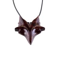 Hand Carved Wooden Fox Pendant, Celtic Fox Necklace for Men or Women, Totem Spirit Animal, Woodland Jewelry Gift for Her or Him