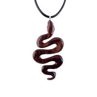 Snake Necklace for Men or Women, Hand Carved Wooden Snake Pendant, Wood Serpent Necklace, Totem Reptile Jewelry