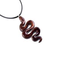 Snake Necklace for Men or Women, Hand Carved Wooden Snake Pendant, Wood Serpent Necklace, Totem Reptile Jewelry