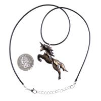 Hand Carved Wooden Unicorn Pendant Necklace, Fantasy Animal Wood Jewelry, One of a Kind Handmade Gift for Her Him