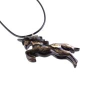 Hand Carved Wooden Unicorn Pendant Necklace, Fantasy Animal Wood Jewelry, One of a Kind Handmade Gift for Her Him